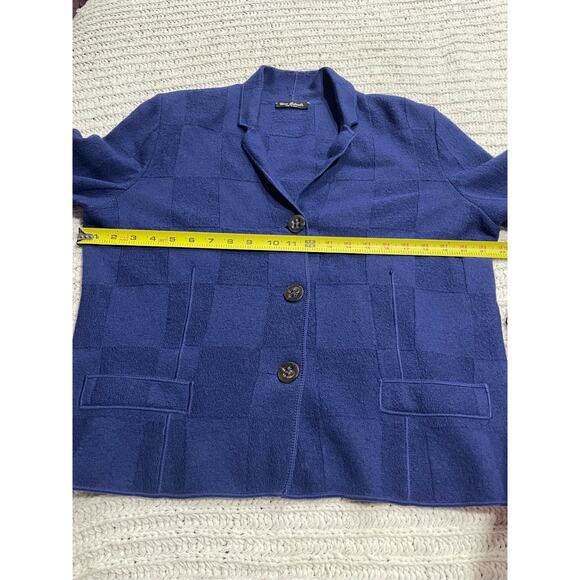 Nino Colombo Cardigan Sweater Womens Sz 42 (US S/M) Blue Italy 100% Merino Wool - Picture 3 of 10